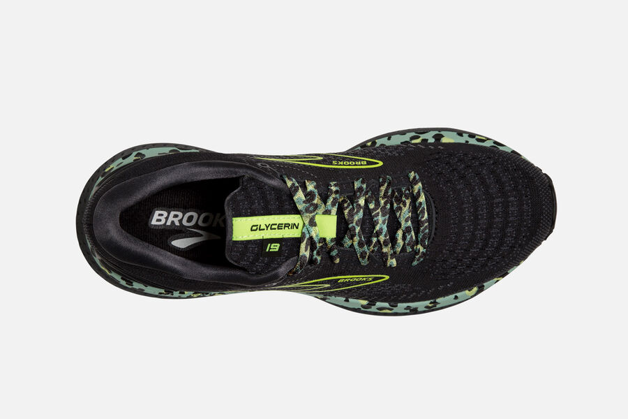 Brooks Glycerin 19 Road Running Shoes - Womens - Black/Green - JH8429670